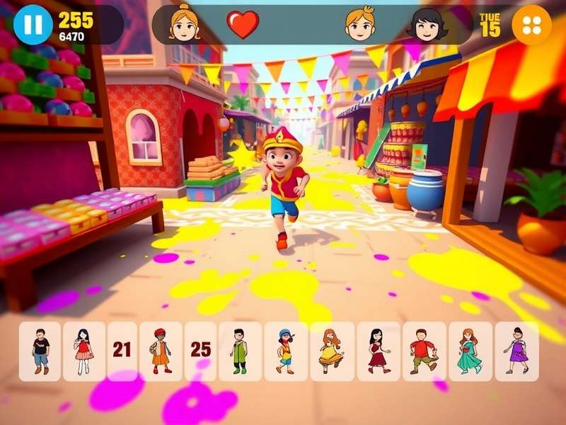 Ghee Glory Run Holi festival environment with colorful visuals