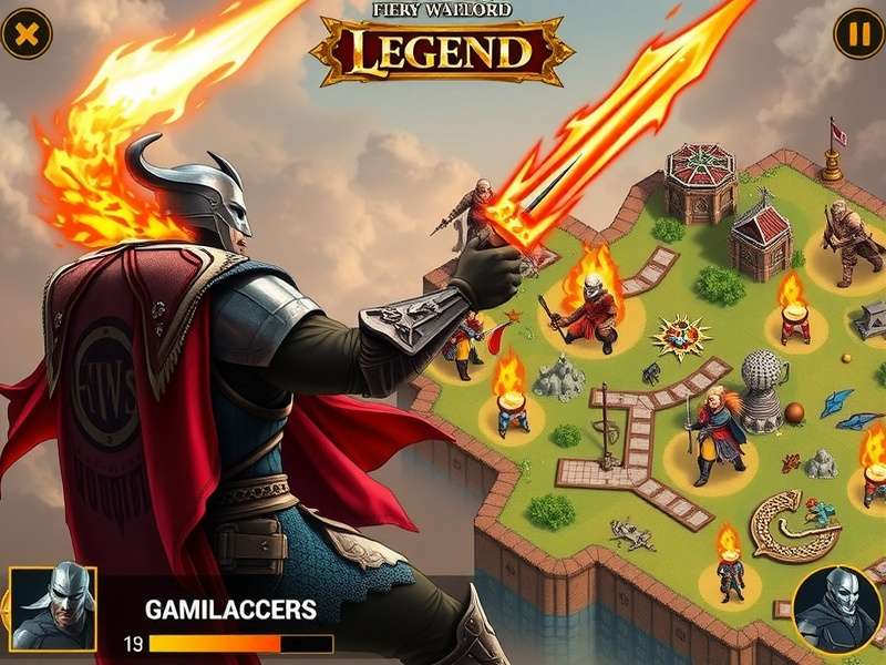 Fiery Warlord Legend character selection screen showing diverse warrior classes