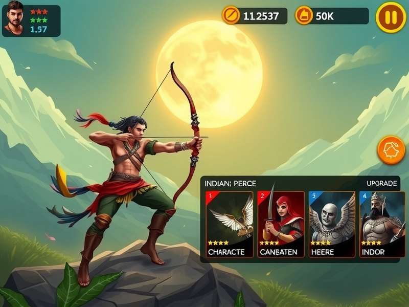 Indian Archero Epic Hero character selection screen showing multiple heroes