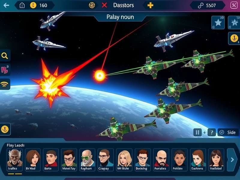 Fennel Chronicles Galaxy Wars battle interface showing fleet commands and tactical options
