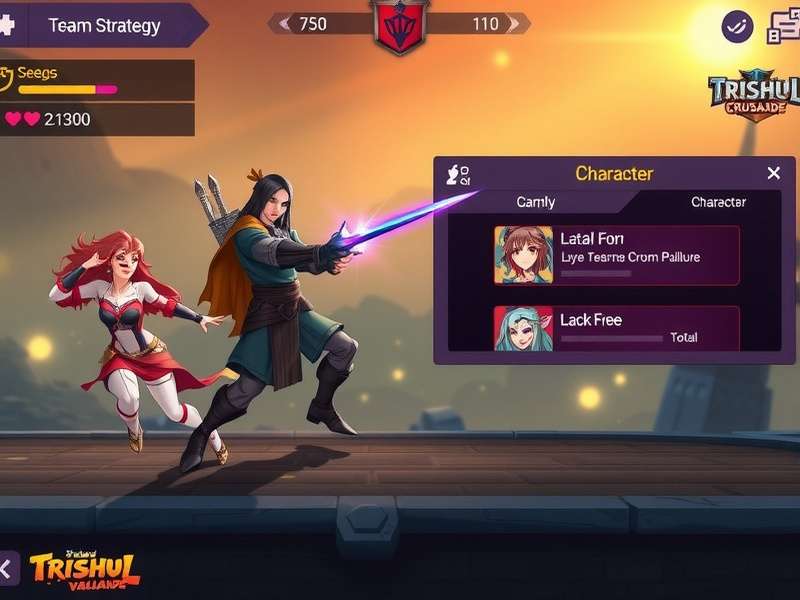 Trishul Valiant Crusade character selection screen