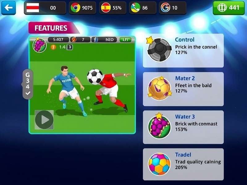 Striker Fiesta Master gameplay screenshot showing football action