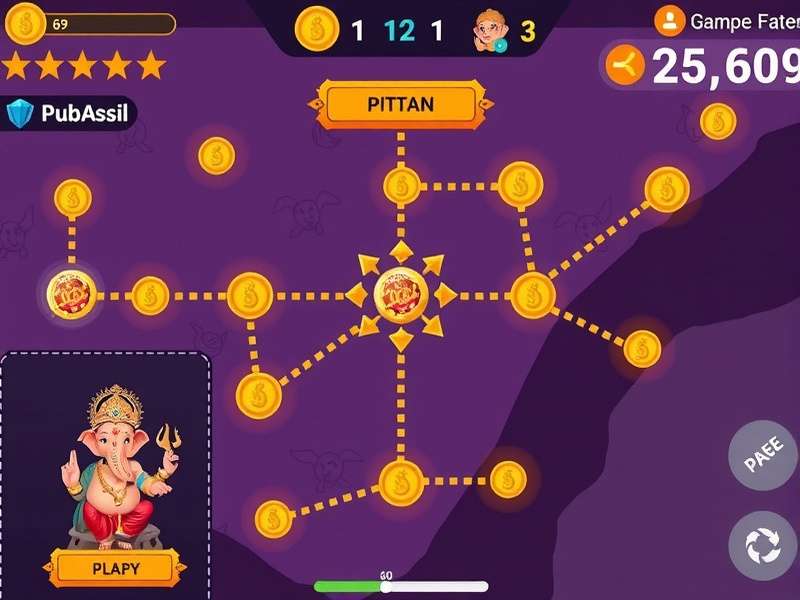 Ganesh Gold Rush gameplay screenshot showing character and gold coins
