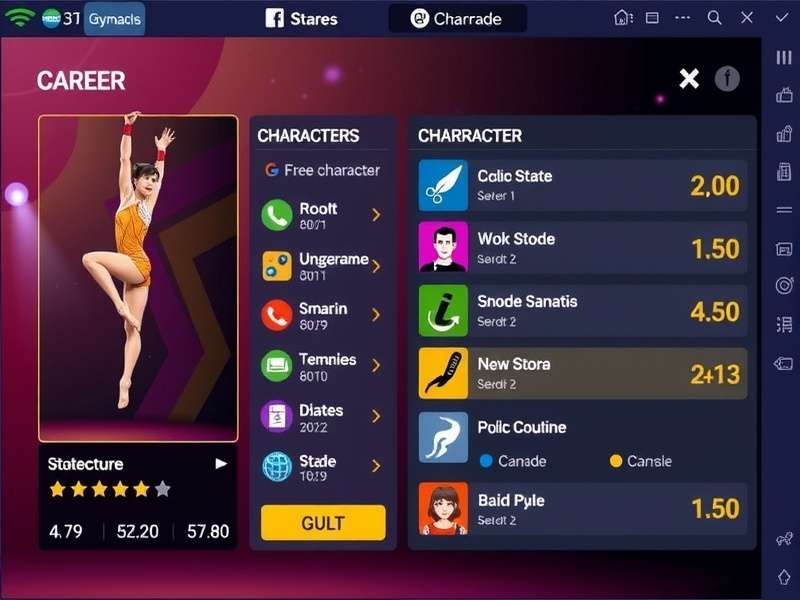 Helix Gymnastics Glory career mode progression screen