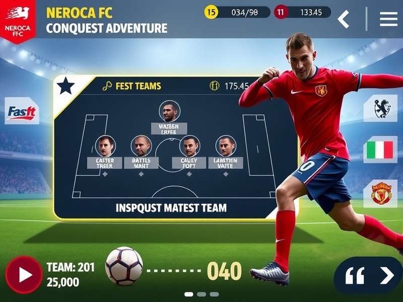 NEROCA FC Conquest Adventure gameplay screenshot showing realistic football action