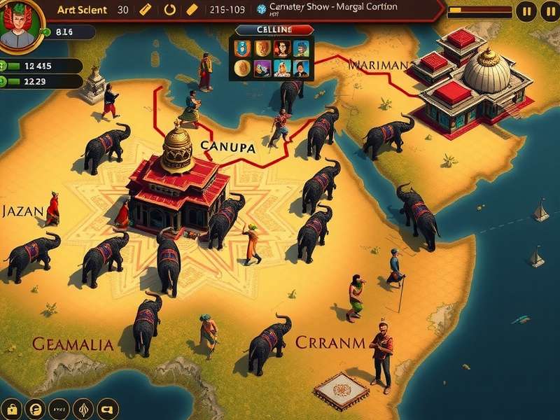 Mughal Empire Chronicles battle scene with war elephants