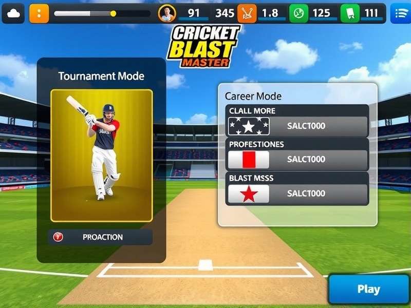 Cricket Blast Master gameplay screenshot showing batting interface